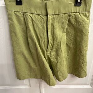 Zara Light Olive High-Waist Tailored Shorts